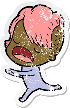 Bir insan tarafından çizilmiş havalı bir hippi kızın karikatür çıkartması.