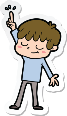 Bir insan tarafından çizilmiş mutlu bir çocuğun çıkartması.