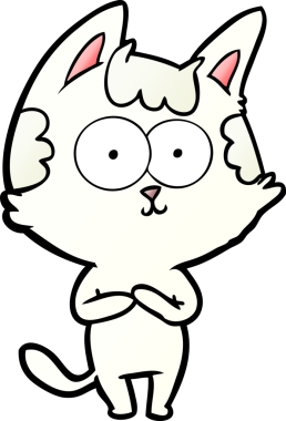 Bir insan tarafından çizilmiş mutlu çizgi film kedisi.