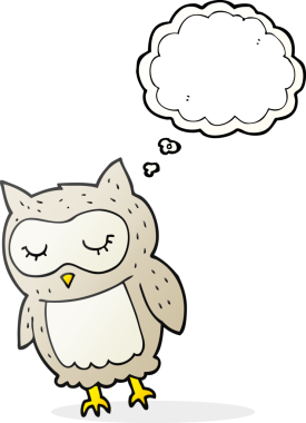 Bir insan tarafından çizilmiş serbest çizim baloncuk baykuş.