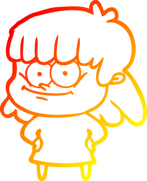 Bir insan tarafından çizilmiş gülümseyen bir karikatür çizimi