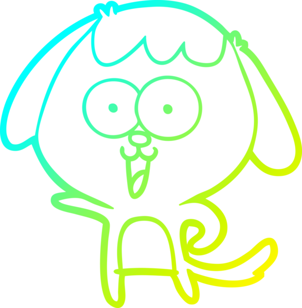 Bir insan tarafından çizilmiş şirin bir çizgi köpeğin soğuk gradyan çizgisi.