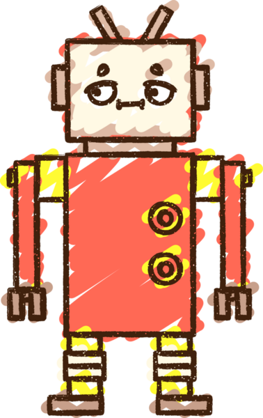 Bir insan tarafından çizilen robot tebeşiri.