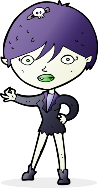 Bir insan tarafından çizilmiş vampir kız çizgi filmi.