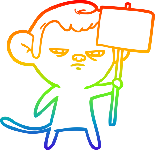 gökkuşağı gradyan çizgi çizimi bir insan tarafından çizilmiş bir maymun