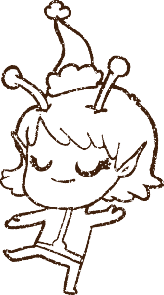 Bir insan tarafından çizilen Noel Uzaylı Kömürü