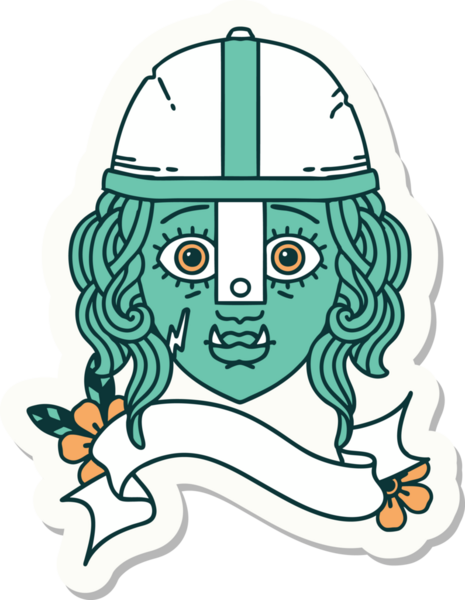 Bir insan tarafından çizilmiş Ork Savaşçısı karakterinin çıkartması.