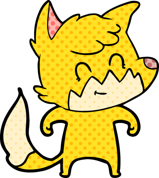 Bir insan tarafından çizilmiş çizgi film dostu tilki.