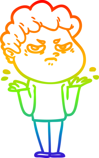 Bir insan tarafından çizilmiş kızgın bir adamın çizdiği gökkuşağı gradyanı çizimi