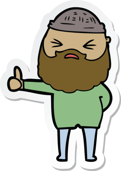 Bir insan tarafından çizilmiş sakallı bir karikatür adamın çıkartması.