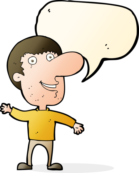 Bir insan tarafından çizilmiş konuşma balonlu bir çizgi film adamı.