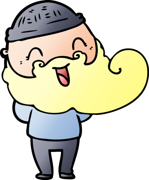 Bir insan tarafından çizilmiş mutlu sakallı adam.