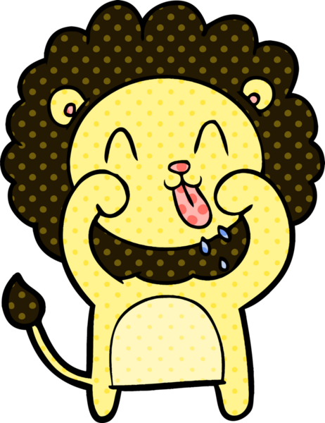 Bir insan tarafından çizilmiş mutlu çizgi film aslanı.