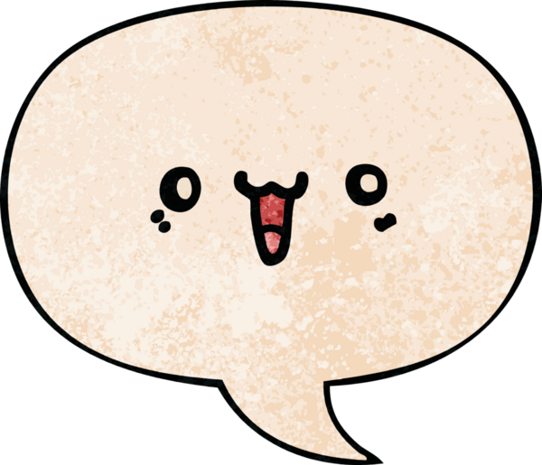 Bir insan tarafından çizilmiş eski tarz konuşma baloncuklu mutlu çizgi film yüzü