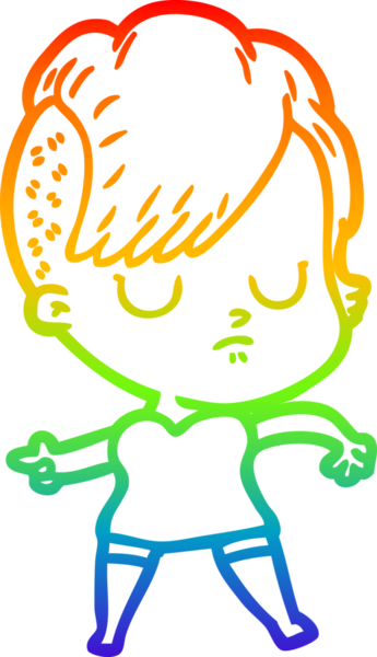 gökkuşağı gradyan çizimi bir insan tarafından çizilmiş bir karikatür kadın