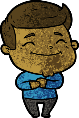 Bir insan tarafından çizilmiş mutlu çizgi film adamı.