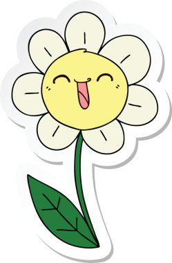 Bir insan tarafından çizilmiş garip bir el yazısı çizilmiş mutlu bir çiçek.