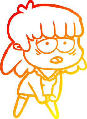 Bir insan tarafından çizilmiş, karikatür çizen, yorgun bir kadın.