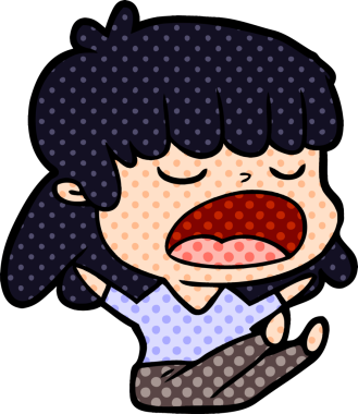 Çizgi filmdeki kadın bir insan tarafından yüksek sesle çizilmiş.