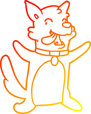 Bir insan tarafından çizilmiş mutlu bir köpeğin sıcak çizgi çizimi.