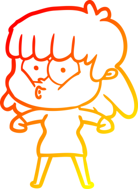 Bir insan tarafından çizilmiş, çizgi film karakteri ıslık çalan bir kız çizimi