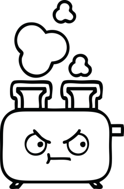 Bir insan tarafından çizilmiş bir tost makinesinin çizgi çizimi