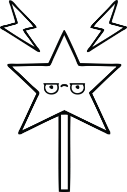 Bir insan tarafından çizilmiş sihirli bir değnek çizimi.