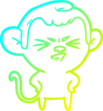 Bir insan tarafından çizilmiş, sinir bozucu bir maymunun soğuk çizgi çizimi.