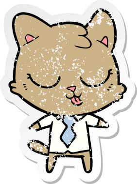 Bir insan tarafından çizilmiş karikatür iş kedisinin sıkıntılı çıkartması.