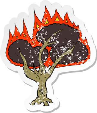 Bir insan tarafından çizilmiş yanan bir çizgi filmin gerilimli yapıştırması.