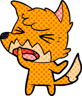 Bir insan tarafından çizilmiş kızgın çizgi film tilkisi.