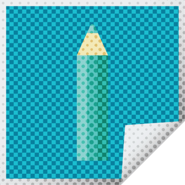 bir insan tarafından çizilmiş yeşil renkli kalem grafik vektör kare etiketi