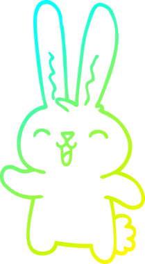Bir insan tarafından çizilmiş neşeli bir tavşanın soğuk gradyan çizimi