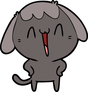 Bir insan tarafından çizilmiş şirin bir çizgi film köpeği.