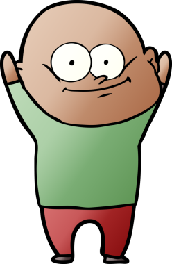 Bir insan tarafından çizilmiş kel bir adam.