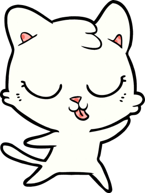 Bir insan tarafından çizilmiş mutlu çizgi film kedisi.