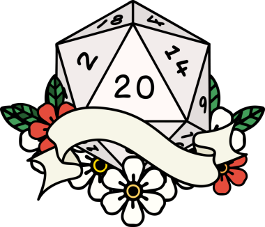 Retro Dövme Biçimi Doğal 20 D20 zar bir insan tarafından çizildi