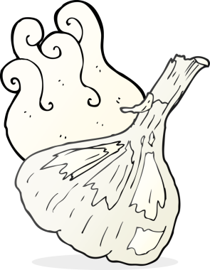 Bir insan tarafından çizilmiş sarımsak karikatürü.