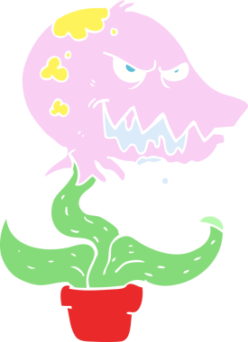 Bir insan tarafından çizilmiş canavar bitkisinin düz renk çizimi