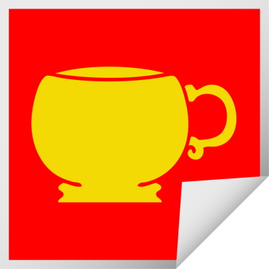 Bir insan tarafından çizilmiş kare soyulmuş tuhaf karikatür kupası.