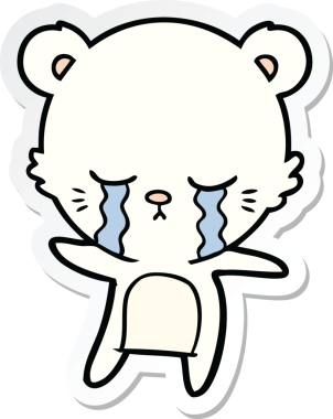 Bir insan tarafından çizilmiş ağlayan bir kutup ayısının çıkartması.