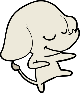 Bir insan tarafından çizilmiş gülümseyen bir fil.