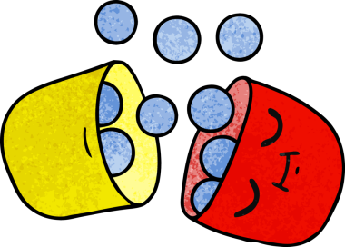 Bir insanın çizdiği gülümseyen hapın serbest çizimi.