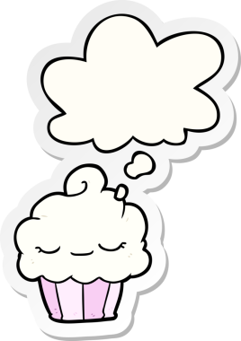 İnsan tarafından çizilmiş bir çıkartma olarak düşünce baloncuklu çizgi film keki.