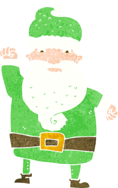 Bir insan tarafından çizilmiş kızgın Noel Baba çizgi filmi.