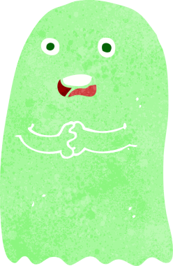 Bir insan tarafından çizilmiş komik çizgi film hayaleti.