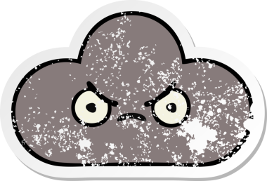 Bir insan tarafından çizilmiş tatlı bir karikatür fırtına bulutunun sıkıntılı çıkartması