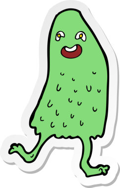 Bir insan tarafından çizilmiş komik balçık canavarının çıkartması.