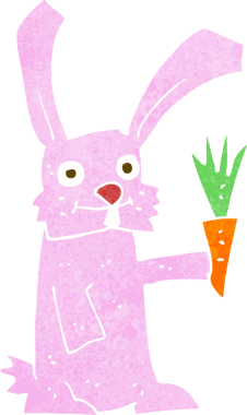 Bir insan tarafından çizilmiş havuçlu çizgi film tavşanı