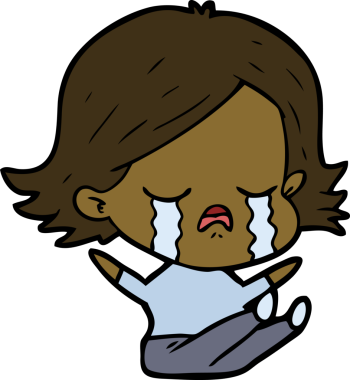 Bir insan tarafından çizilmiş ağlayan çizgi film kızı.